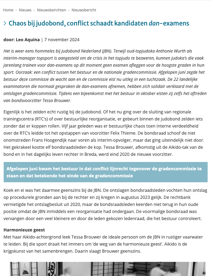 Geschil Nationale Gradencommissie en JBN bestuur